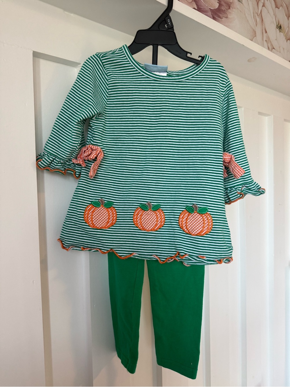 Classic Green Striped Pumpkin Tunic & Green Leggings